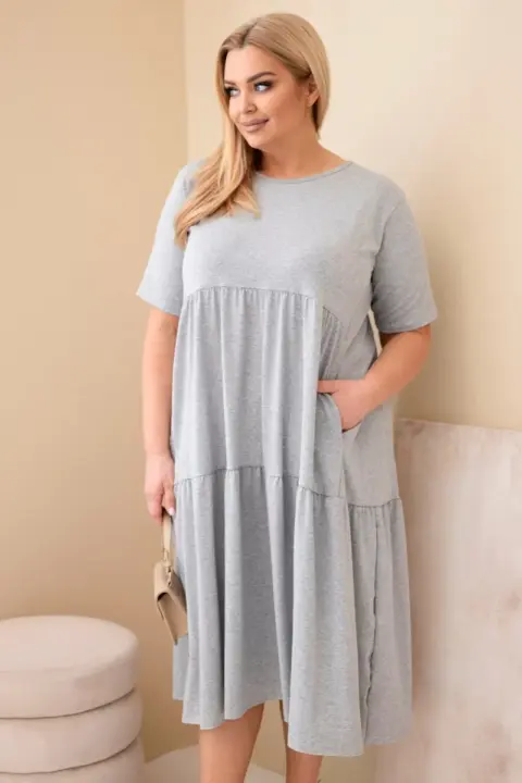 Plus size šaty Inga – Šedý melír