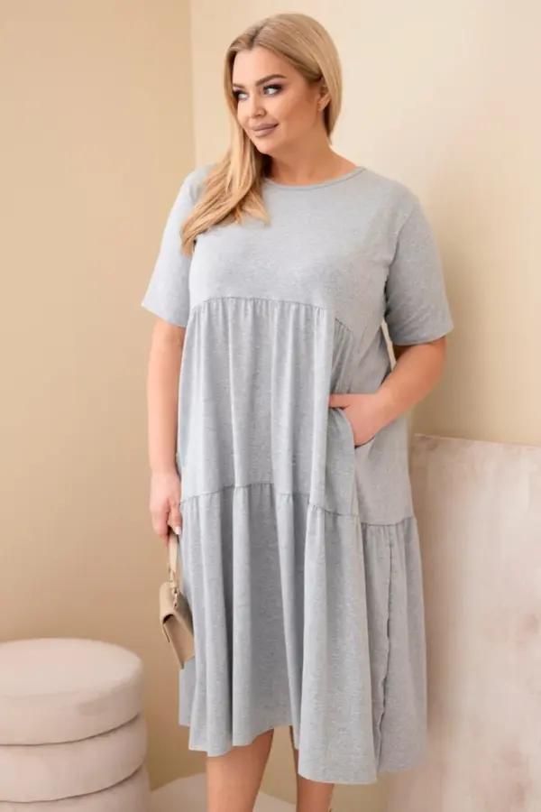 Plus size šaty Inga – Šedý melír