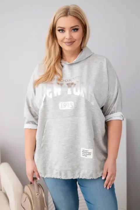 Plus size mikina Lena – Šedý melír