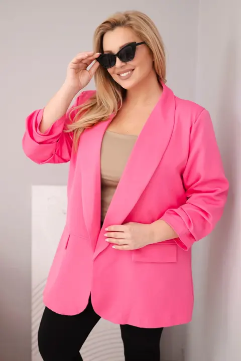 Plus size sako Larisa – Růžová