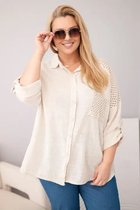 Plus size košile Lidia – Béžová