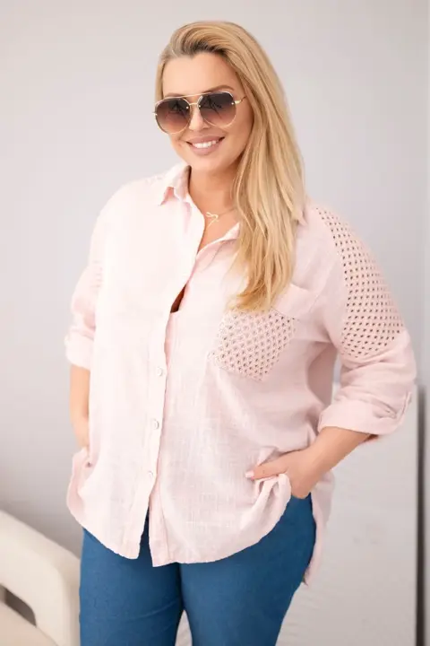 Plus size košile Lidia – Tmavě pudrová růžová