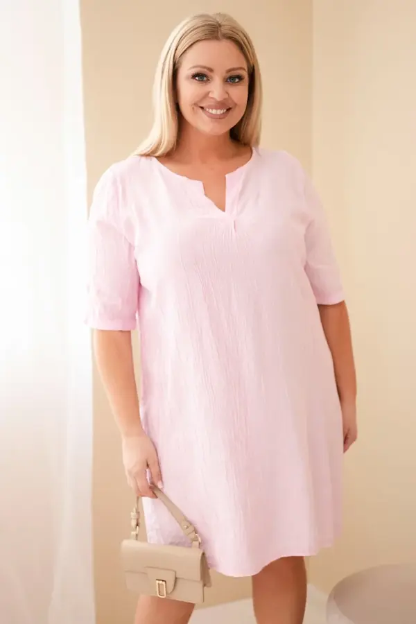 Plus size šaty Dace – Bonbónová růžová