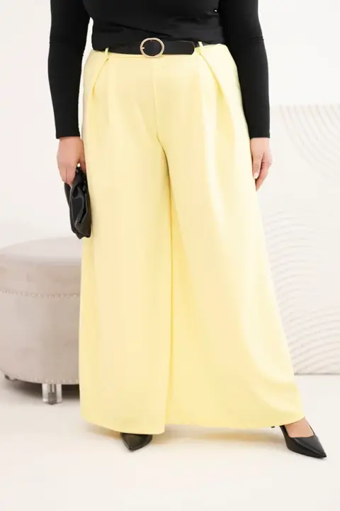 Plus size kalhoty Dorota – Žlutý