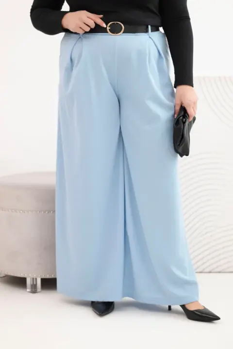 Plus size kalhoty Dorota – Modrý
