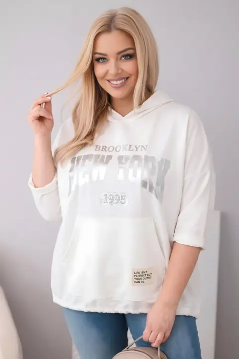 Plus size mikina Lena – Ecru