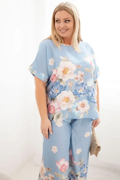 Plus size komplet Margarita – Modrý