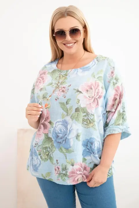 Plus size halenka Suzana – Modrý