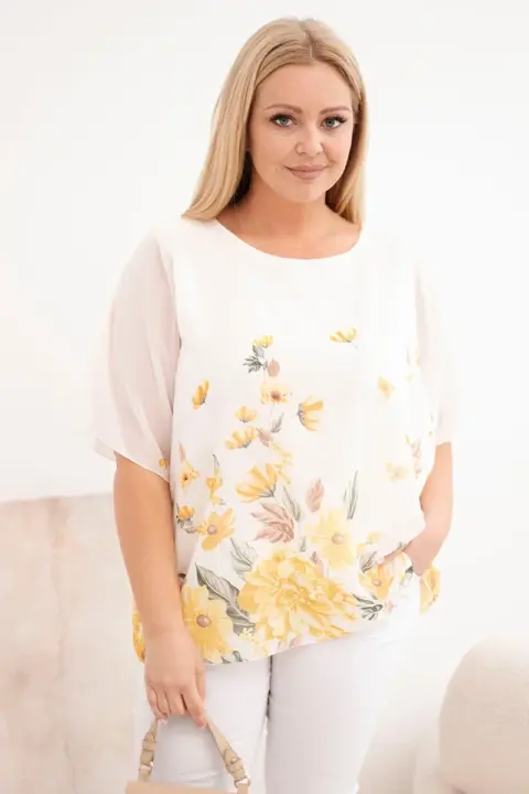 Plus size halenka Helle – Žlutý