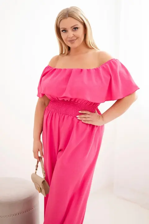 Plus size overal Josephine – Růžová