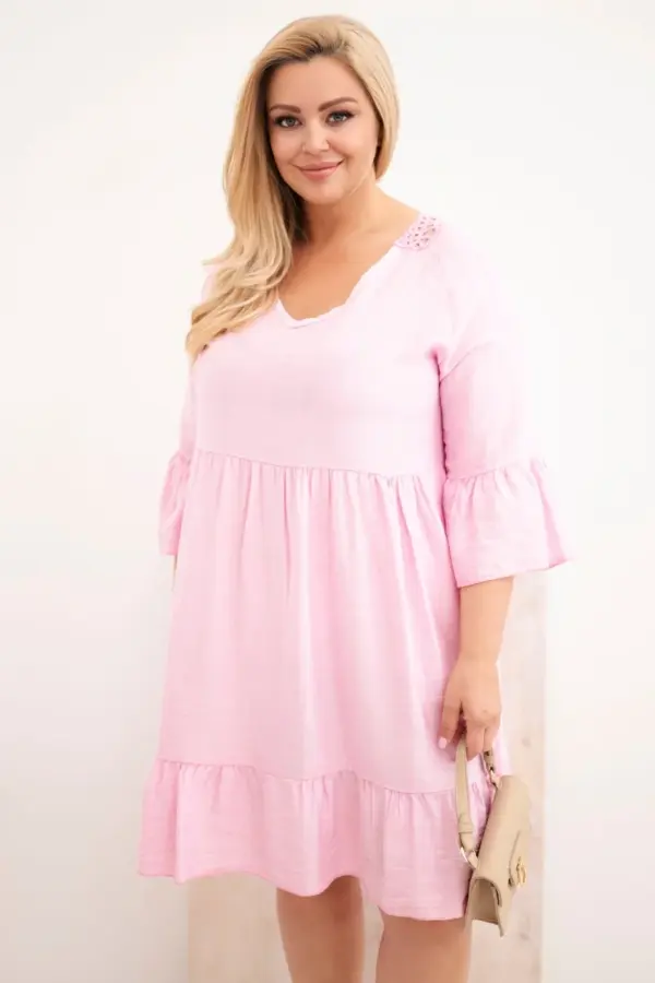 Plus size šaty Johanna – Bonbónová růžová