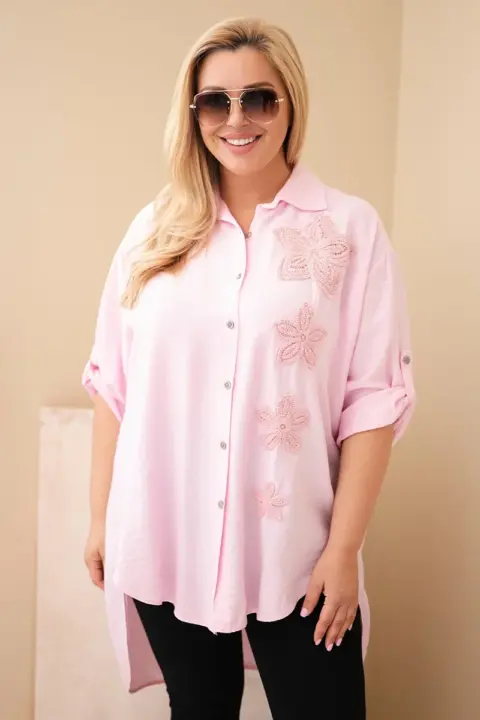 Plus size košile Marika – Bonbónová růžová