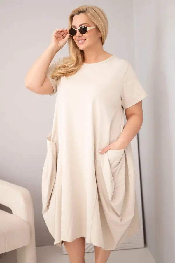 Plus size šaty Ivana – Béžová