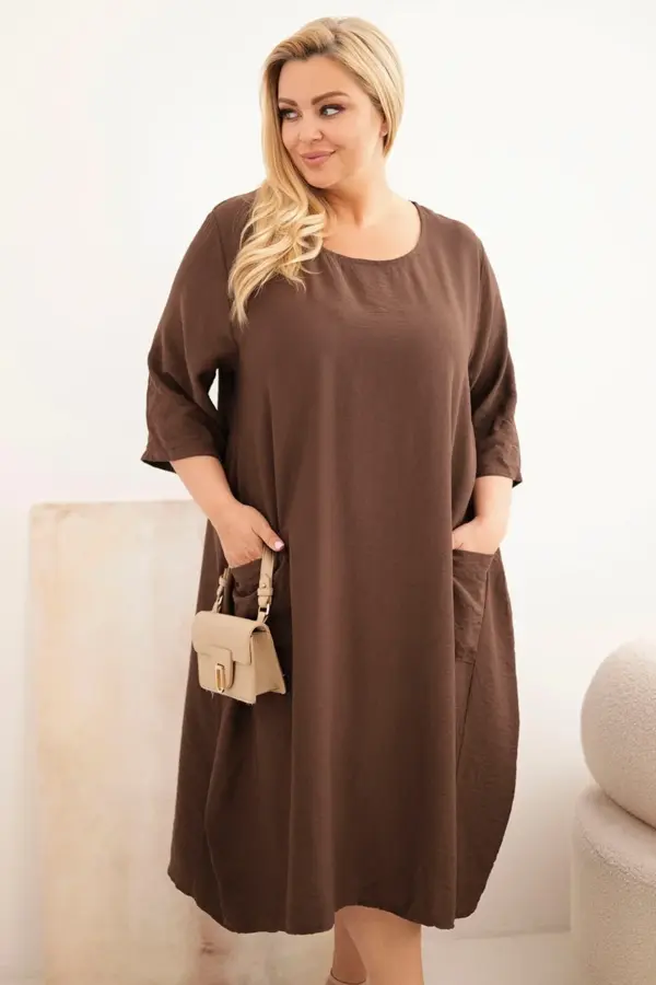 Plus size šaty Sarah – Hnědá
