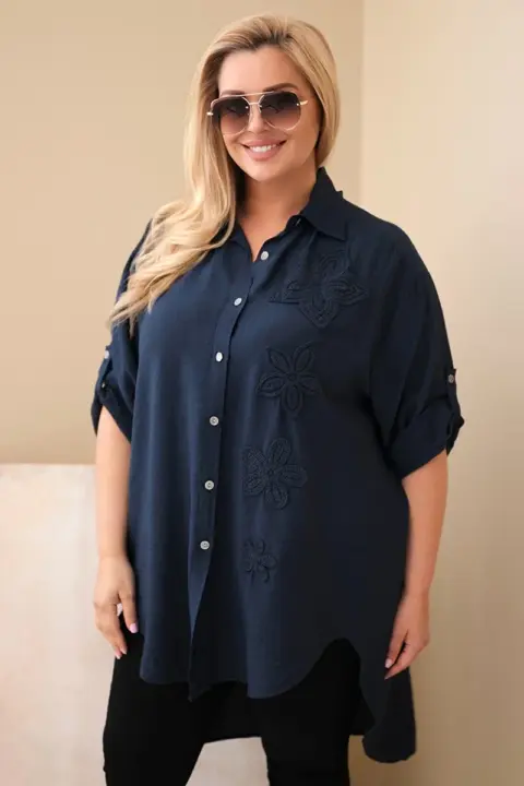 Plus size košile Marika – Námořnická modř