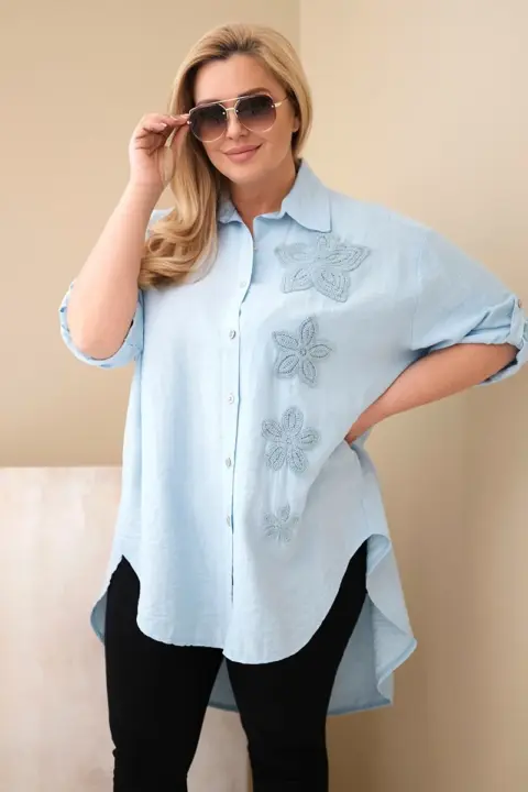 Plus size košile Marika – Modrý