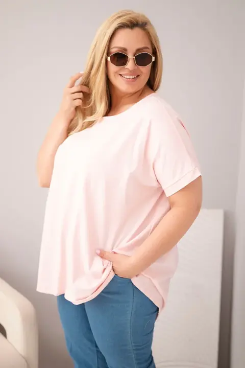 Plus size tričko Inna – Bonbónová růžová
