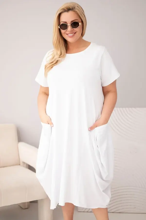 Plus size šaty Ivana – Bílá