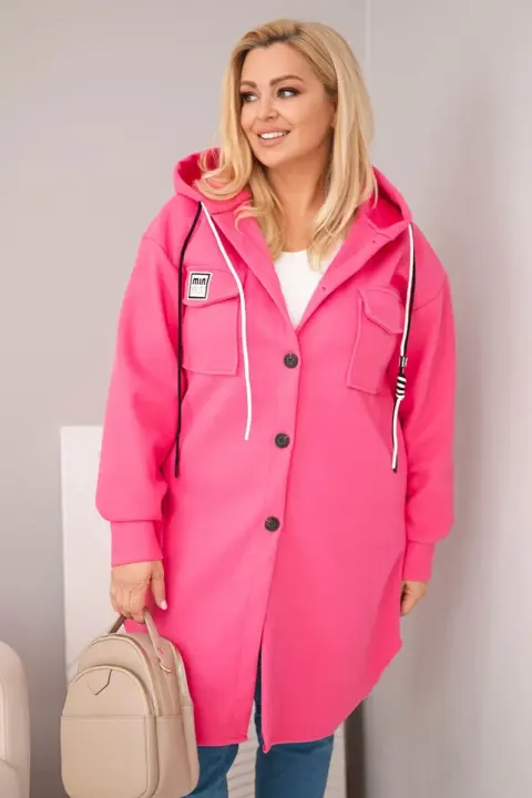 Plus size kabát Hanna – Růžová