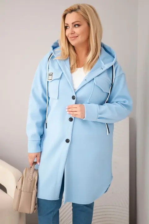 Plus size kabát Hanna – Modrý