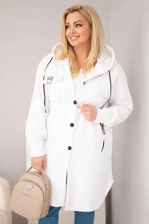 Plus size kabát Hanna – Bílá