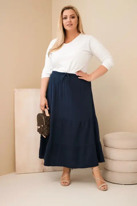 Mušelínová plus size sukně Heidi – Námořnická modř