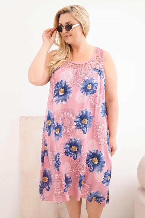 Plus size šaty Christiane – Tmavě růžová
