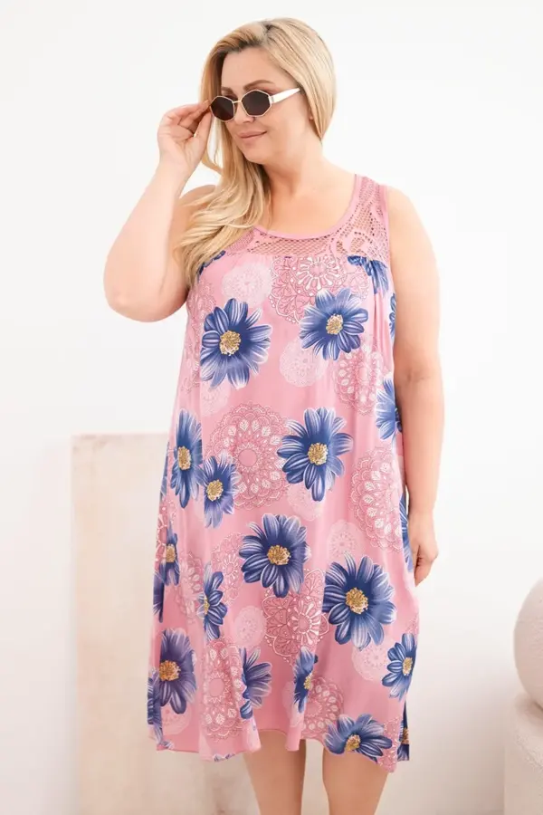 Plus size šaty Christiane – Tmavě růžová