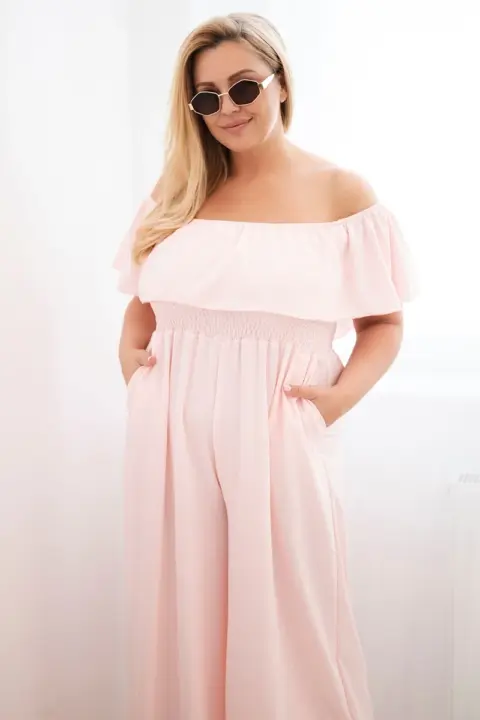 Plus size overal Ruth – Pudrově růžová