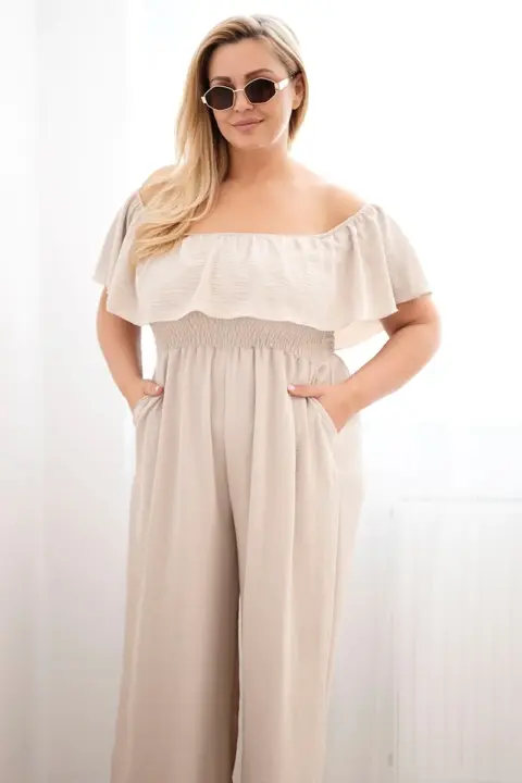Plus size overal Ruth – Béžová