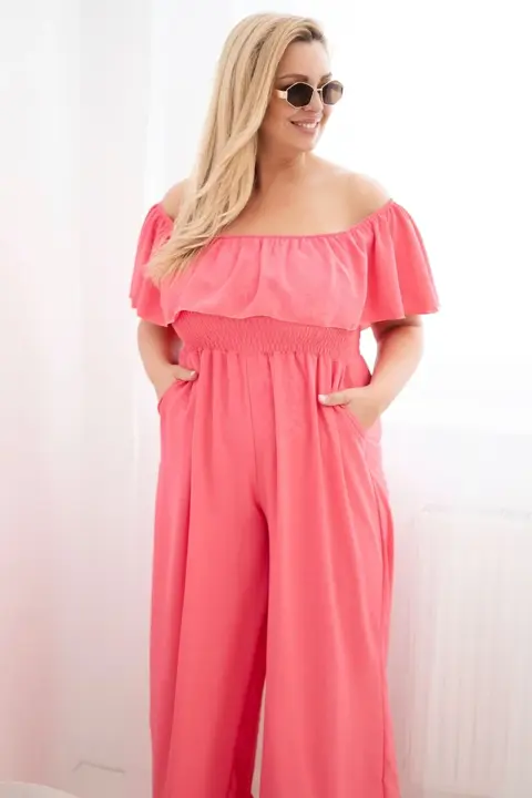 Plus size overal Ruth – Růžová