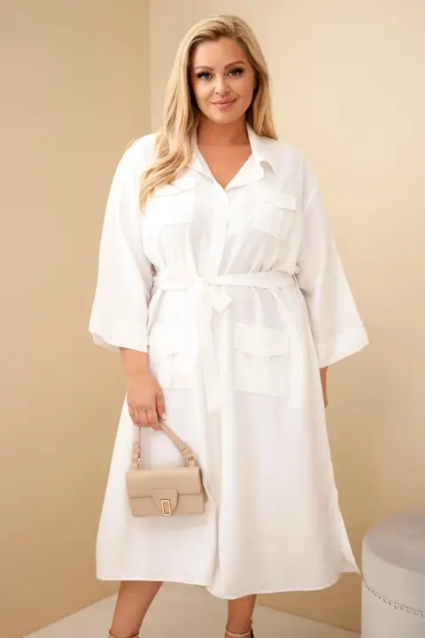 Plus size košilové šaty Teresa – Ecru