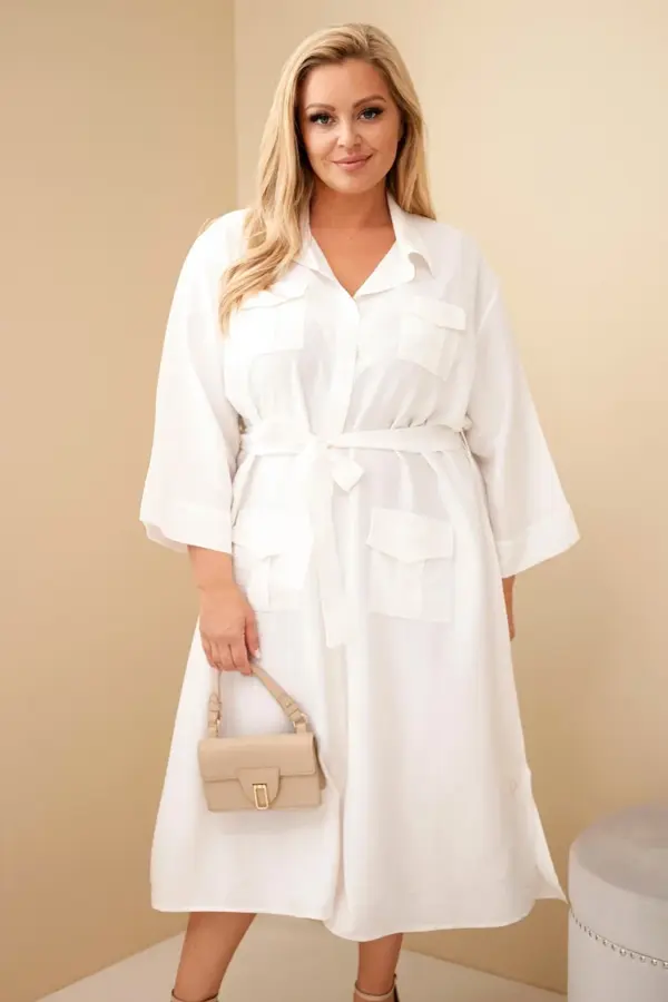 Plus size košilové šaty Teresa – Ecru