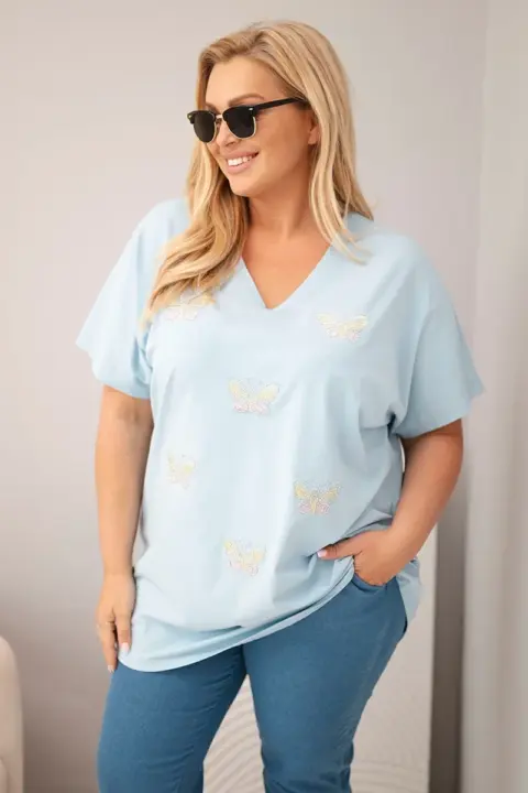 Plus size halenka Linda – Modrý