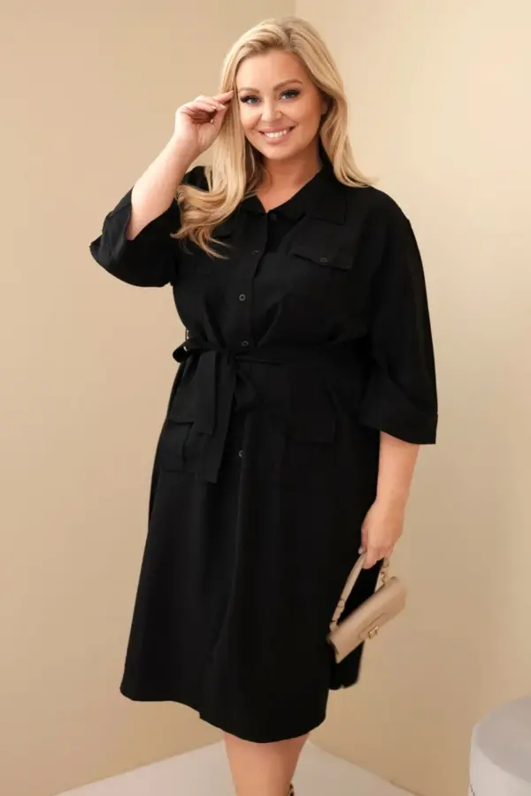 Plus size košilové šaty Teresa – Černá