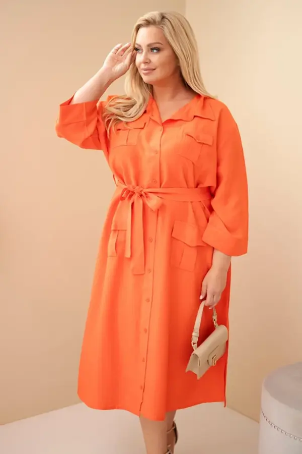 Plus size košilové šaty Teresa – Orange