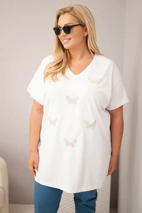 Plus size halenka Linda – Bílá