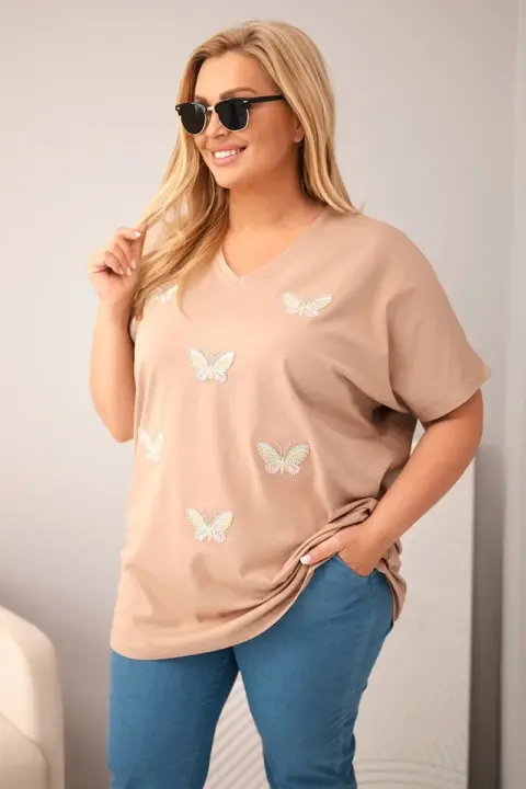 Plus size halenka Linda – Camelová