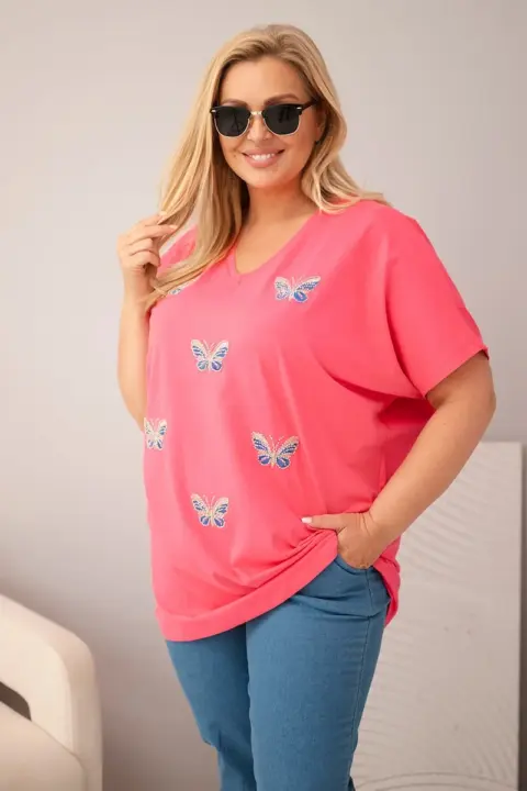 Plus size halenka Linda – Růžová