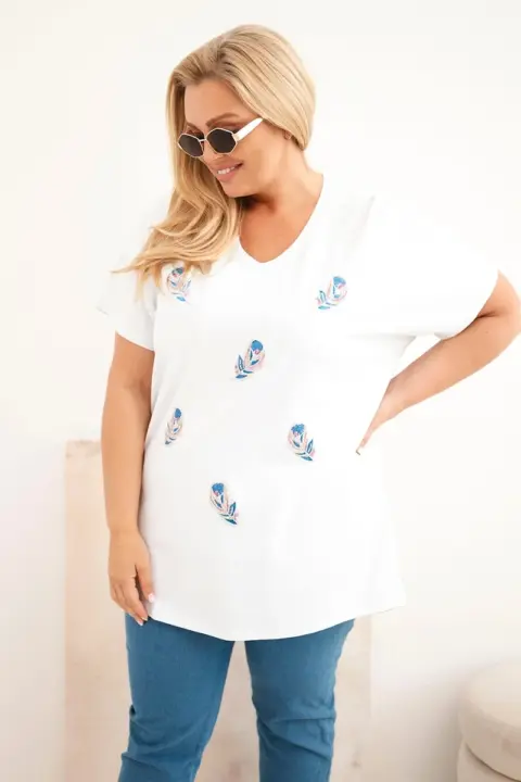 Plus size halenka Eleni – Bílá