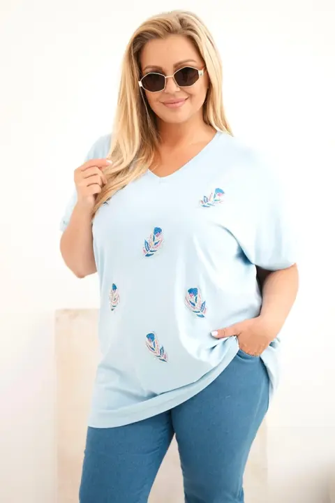 Plus size halenka Eleni – Modrý