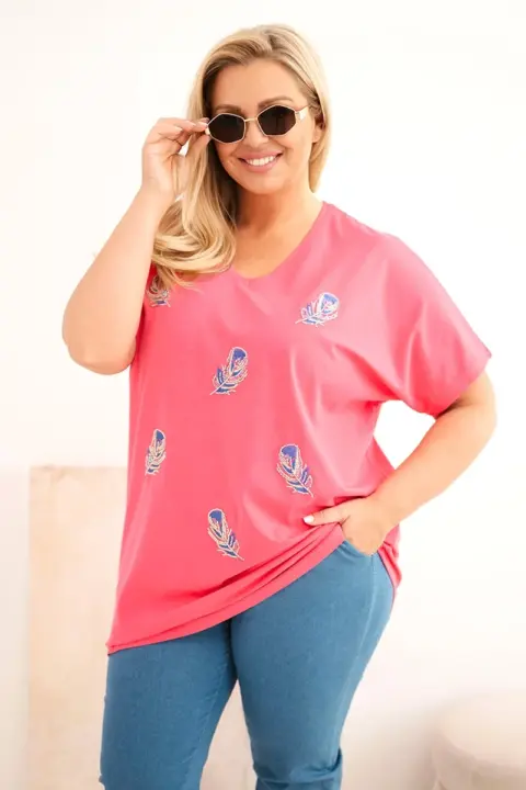 Plus size halenka Eleni – Růžová