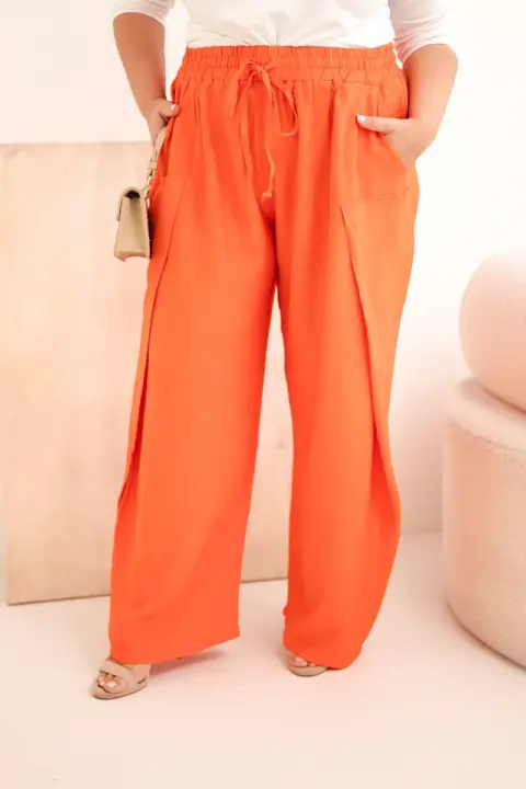 Plus size bavlněné kalhoty Rosa – Orange