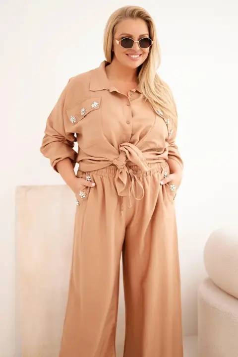 Plus size komplet Galina – Camelová