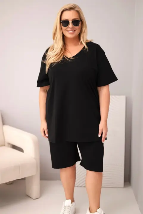 Plus size letní komplet Alena – Černá