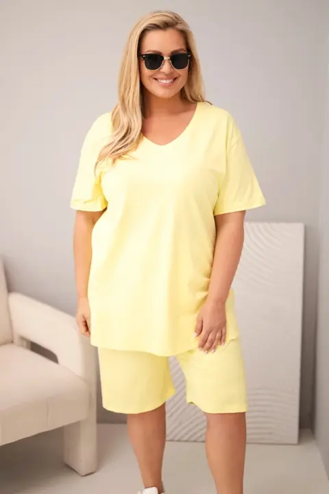 Plus size letní komplet Alena – Žlutý