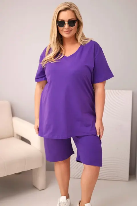 Plus size letní komplet Alena – Fialová
