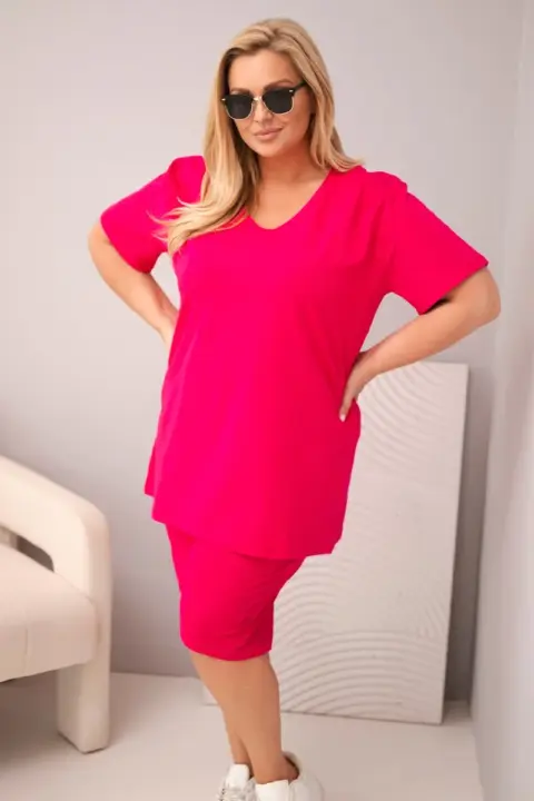 Plus size letní komplet Alena – Fuchsie