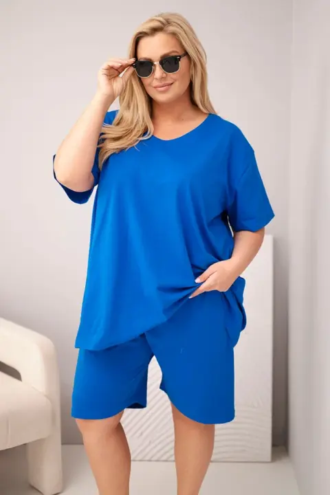 Plus size letní komplet Alena – Chrpa
