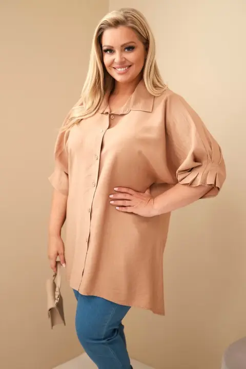 Plus size košile Jelena – Camelová